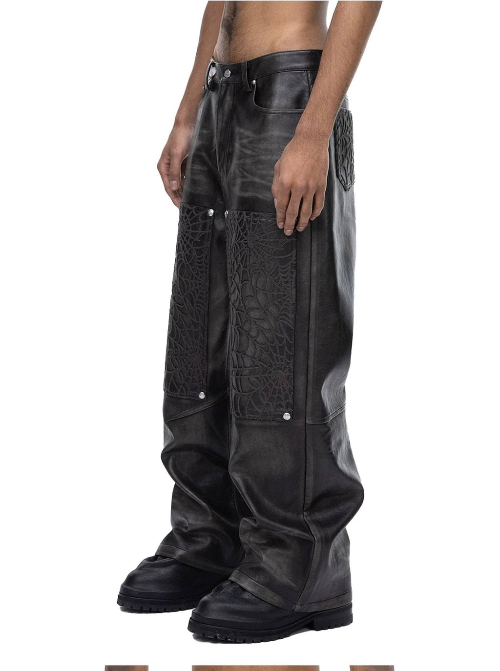 COBWEB LEATHER PANTS