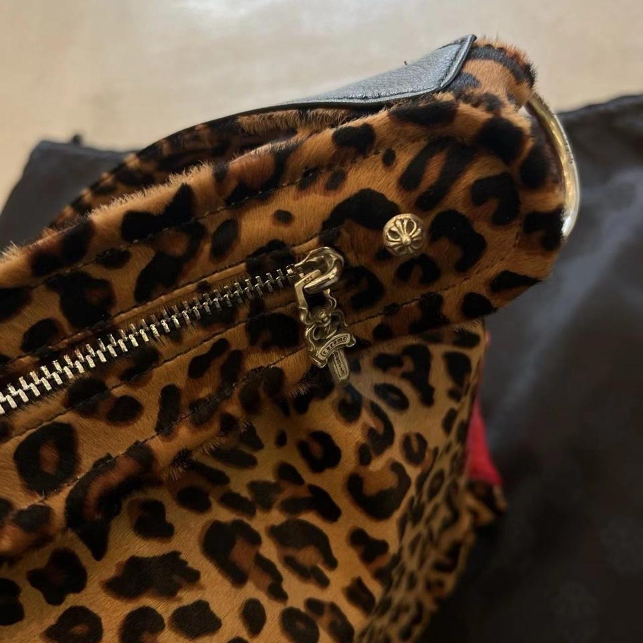 Leopard print cross purse with red cross appliqué