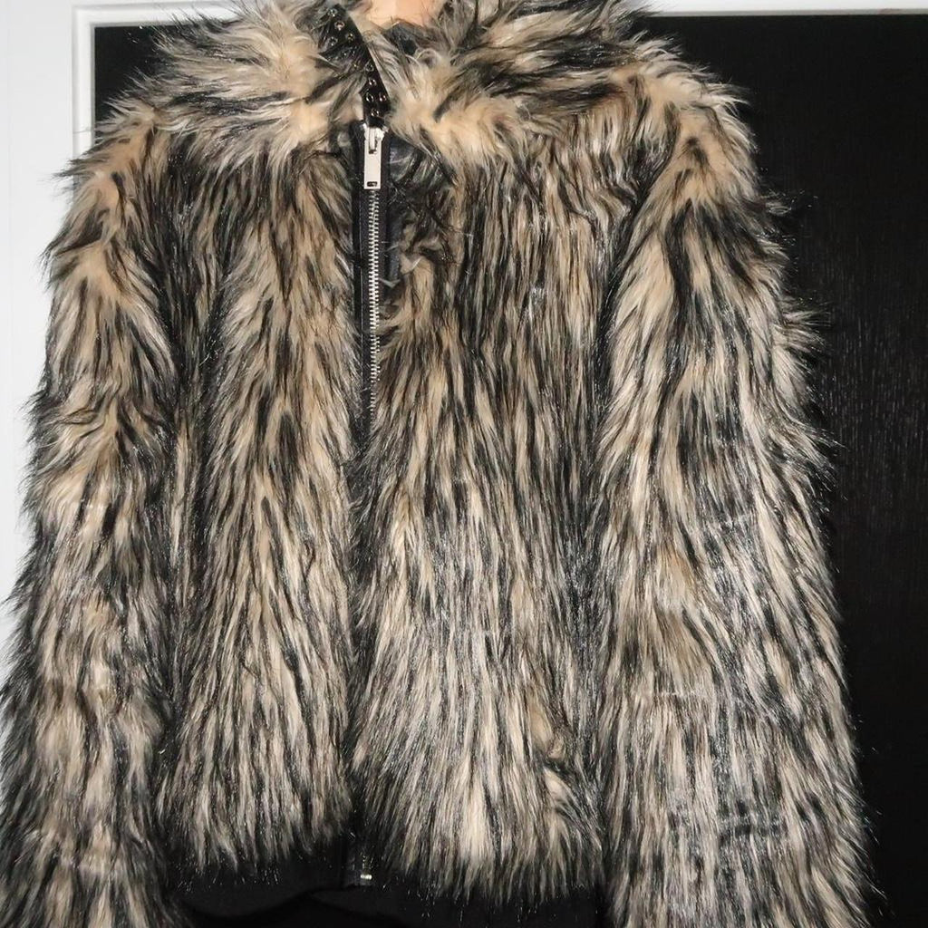 Furry black and brown jacket