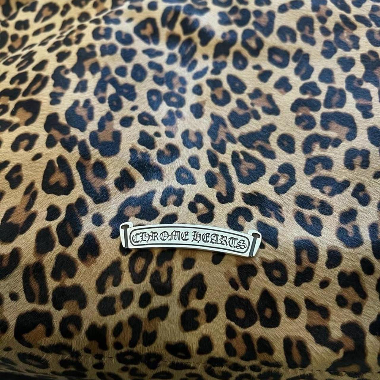 Leopard print cross purse with red cross appliqué