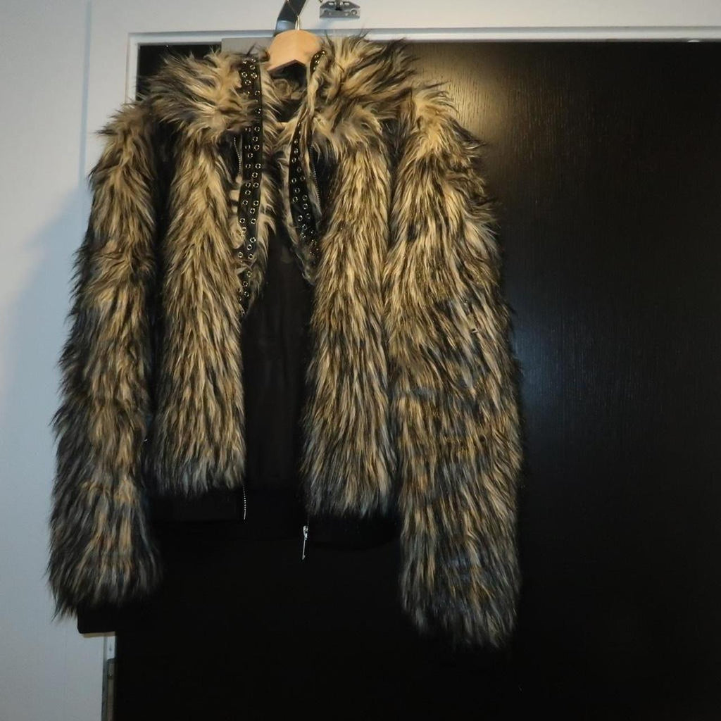 Furry black and brown jacket