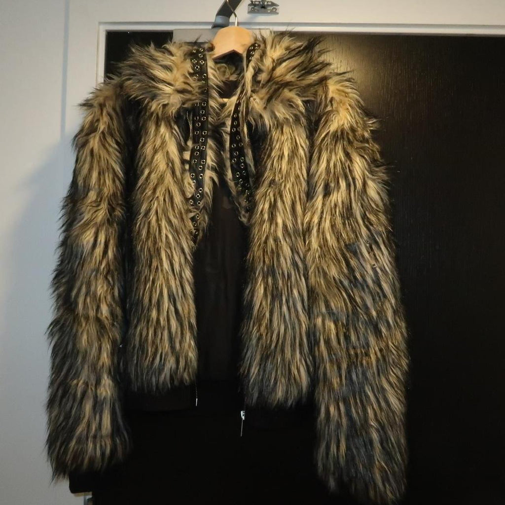 Furry black and brown jacket