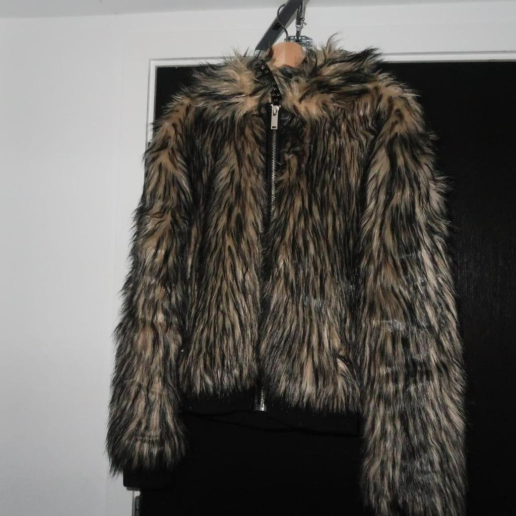 Furry black and brown jacket