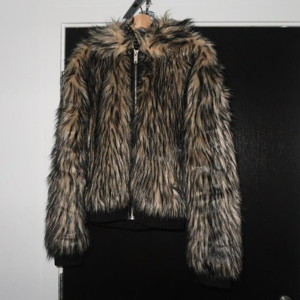 Furry black and brown jacket